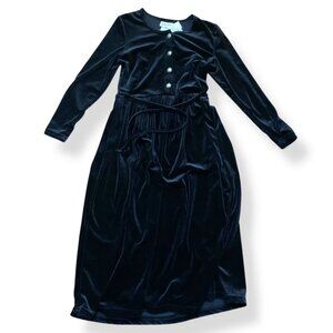 Witchcore Vintage Black Velvet Empire Waist Dress Witch Coven Funeral‎ Dress